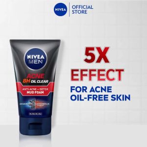 NIVEA Men Acne Oil Clear Mud Foam 100g (Pencuci Muka)