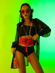 ชุดการแสดงสำหรับผู้หญิง ชุดดีเจนิวตันสุดเซ็กซี่ ชุดเต้นรำบาร์สตรีทสไตล์จีน ชุดโชว์สำหรับงานปาร์ตี้ ชุดเดรสโชว์สำหรับผู้หญิง