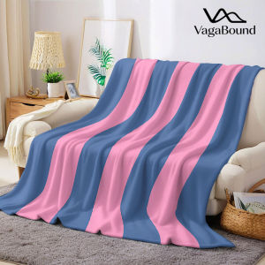BILIBILI | pink blue vertical stripe Flannel Blanket Warm Soft Halloween Christmas Decorative Couch Warm Cozy All-Season Gift