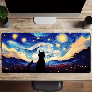 Potdemiel | 1pc The Starry Night Large Mouse Pad computer mat Desk Mat keyboard mat Office Gaming Table Mat
