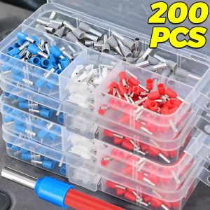 200PCS/BOX Wire Connector Insulated Crimp Terminator Cold Pressed Terminals Electrical Cable Connector Kit 1/1.3/1.5/3.5/4.5mm