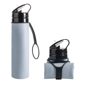 Collapsible Portable Outdoor Sports Silicone Water Bottle 600ml