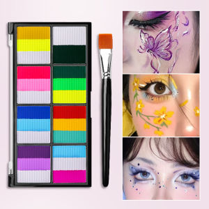 Water Based Paint Palette with 2 Brushes40 ColorsLarge CapacityMoveable for CosplayTheater MakeupParties for AdultsStudent