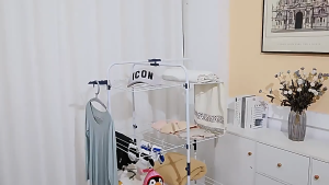 Folding Drying Rack Collapsible Indoor and Outdoors Laundry Rack 3 Tier Clothes Horses Rack Movable Drying Rack with 4 castors