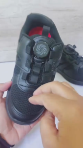 Pallas X Black School Shoes Rotating Button Lock Design 029BK