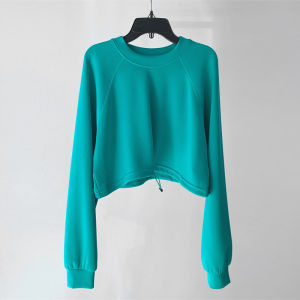 2024 New Fashionable Drawstring Short Sweatshirt Womens Sporty Outerwear Loose Top Running Jacket Slimming Fitness Clothing