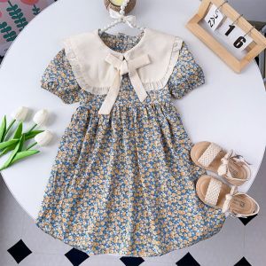 Bear Leader Casual Summer Girls Dress Floral Kids Clothes Bow Patchwork Baby Girl Princess Dress New Flower Girl Dresses