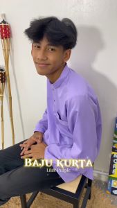 🔸【 Kurta Slim Fit Warna Lilac Purple 】Kurta Budak & Dewasa Sedondon Kain Cotton PREMIUM / KURTA RAYA D014K KD / KD SET