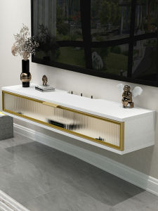 Solid Wood Wall-Mounted TV Cabinet WiFi Television Set Top Box Router Concealment Shelf Socket Blocking Decorative Cabinet