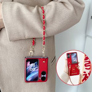 For Oppo Find N2 / N3 Flip Samsung Galaxy Z Flip5 Z Flip4 Z Flip3 Case Wristband CaseKorean inclined Luxury Cute Cartoon Card Package Leather Phone Cases with Lanyard Chain Flip Protector Portable Case Women Girls