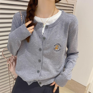 Bear Outer Tops Long Sleeves Sweater Outwear Female Small Cardigan New Arrival 2024 Best Selling Spring & Fall Knitting Thin Section Outwear