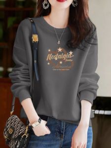 High Quality Loose Womens Cotton Sweatshirt Fashionable Casual Versatile Top Early Autumn New Arrival Stylish plus Size