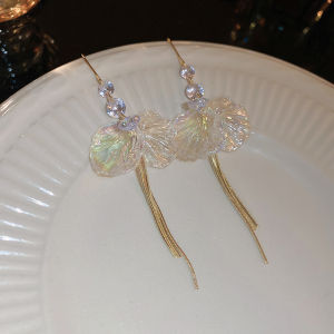 Exquisite Crystal Fringe Earrings Ultra Fairy Tale Chain Design Sensation Ear Hooks Internet Famous High End Feeling Ear Jewelry