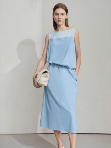 AMII | Summer One-shoulder Sleeveless Contrast-panel A-line Dress