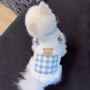 Warm Fleece Lined Cat Dog Sweatshirts Autumn Winter Plush Teddy Bichon Pomeranian Gradient Color Pet Clothes Cute Cosplay Costumes
