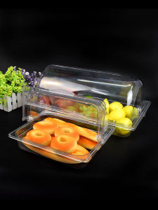 Transparent Flip-Top Plastic Food Display Box Bread Cake Tasting Box ness Preservation Commercial Use European Style Pure Color