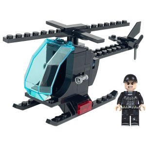 Hohland เฮลิคอปเตอร์ตำรวจบล็อกและชุดหุ่นตำรวจห้องนักบินที่สามารถเข้าถึงได้ของเล่นที่สามารถเข้ากันได้กับฉากเหมาะสำหรับเด็กผู้ชายตัวเลือกของขวัญที่ดีที่สุดด้านการศึกษาและความสนุกสนานพัฒนาทักษะการใช้มือบนบล็อกเฮลิคอปเตอร์ตำรวจและชุดหุ่นตำรวจด้วยห้องนักบิน