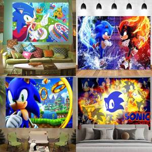 Rastar | S-Sonic the Hedgehog Photography Studio Backdrop Outdoor House Party Decoration Photo Background Curtain Back Drop