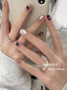 Handmade Cute Girl Magic Mirror Precise Autumn Winter Wearable Short Advanced Gentle Nail Art Stickers Finished Product