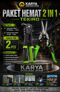 TEKIRO PAKET 2PCS / TANG RIVET TEKIRO GT-HR1823 HITAM / GUNTING BAJA RINGAN TEKIRO 12 INCH