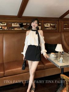Tina Commuter Group Butterfly Knot Shoulder Bared Top Classic Half Skirt D Home Fashion Womens Clothing Summer Season