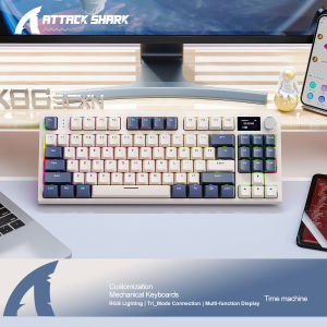 ATTACK SHARK | RGB Attack Shark K86 Wireless Mechanical Keyboard Hot Swap TFT Screen Metal Knob Three-Mode Bluetooth Macro Gaming Keyboard