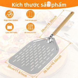 Xẻng Xúc Pizza Chống Dính 6.5/12 Inch Dụng Cụ Nâng Bánh Dụng Cụ Chuyển Bánh Với Tay Cầm Gỗ Phụ Kiện Nhà Bếp Bằng Kim Loại Thân Thiện Với Môi Trường Dùng Được Cho Bánh Mì & Pizza