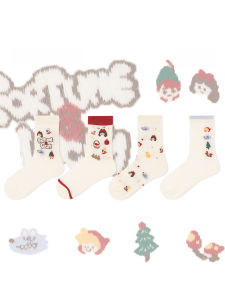 Cute Cartoon Floral Print Middle Tube Socks
