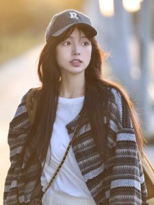 chaqi | Retro American Striped Jacket Womens Spring Autumn Style Lazy Fashion Vintage Casual Baseball Uniform Top Long Sleeve Cardigan