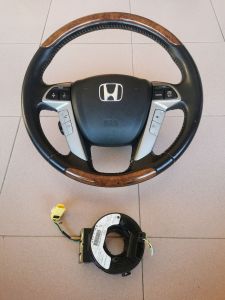 *USED* HONDA ACCORD TAO CP3 WOODEN STEERING WHEEL WITH CLOCK SPRING