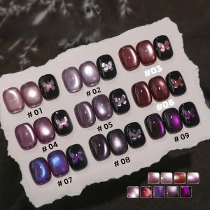 Sơn Móng Tay Gel Mắt Mèo MIANEL 10ML Bộ Sưu Tập Màu Tím Họa Tiết Nho & Đen Chủ Đề Giáng Sinh Kiểu Dáng Chín Nhánh Thoa Một Lớp Trang Trí Móng Nghệ Thuật