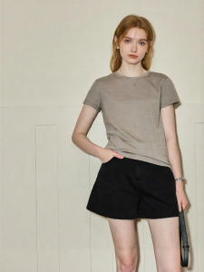 KUHNMARVIN | Áo Thun Tay Ngắn Pha Sợi Linen & Lyocell Cao Cấp