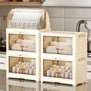 ตู้จัดเก็บจานแบบหลายชั้นสำหรับใช้ในบ้านในครัว อุปกรณ์เก็บจานแบบมีระบายอากาศได้ดี อุปกรณ์เก็บจานแบบมีความจุขนาดใหญ่และมีความสวยงาม