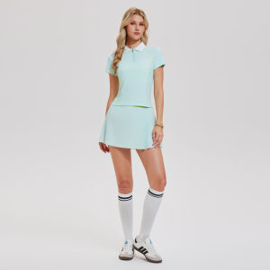 ShapStar Women’s Tennis Outfit 2 PCS Half-Zip Polo Shirt & Pleated Skirt Set Athletic Golf Pickleball Skort with Pockets
