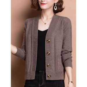 Ladies Knitted Woolen Open Cardigan Short Loose Fit Solid Color Spring Autumn New Style Outerwear Sweater Coat Korean Style