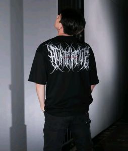 kaos oversize pria huntercutz font metal