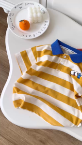 Áo thun áo polo tay ngắn họa tiết kẻ ngang sắc màu Ok cho bé trai size 9kg đến 25kg BERNIE H0226B37A