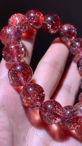 สร้อยข้อมือที่ช่วยเสริมดวงสิริมงคลด้วยคริสตัลสตรอเบอร์รี่ Super Seven Backbone คริสตัลออโรร่า ไทเทเนียมสีม่วง Ghost Arusha โกลด์ซัน มีความรักและความมั่นใจในการเปลี่ยนแปลงเลือนตัวของคุณ