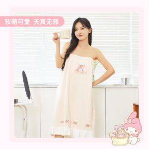 Sanrio My Melody Bath Robe Cute Coral Fleece Strong Absorbency Quick Dry Cartoon Bath Towel Pink for Girls Home Use Polyester Nylon