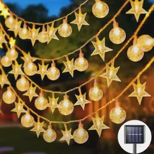 12M 7M 5M Solar Christmas Lights Outdoor Waterproof Solar Star Crystal Ball String Lights 8 Modes Fairy Lights for Garden Lawn Camping Wedding Party Holiday Lawn Xmas Tree Decor