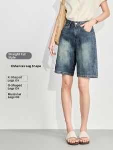 LIDIA | Vintage High Waist Slim Straight Crop Shorts