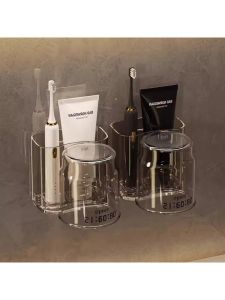 Giá Để Chổi Đánh Răng Gắn Tường Không Cần Đục Lỗ Cốc Đựng Nước Súc Miệng Giá Để Kem Đánh Răng Đồ Dùng Lưu Trữ Phòng Tắm Cho Cặp Đôi