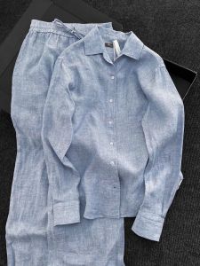 DANTING | Elegant Blue Linen Set Spring