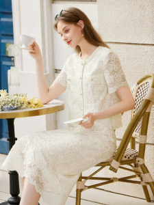 XIANGYING | French Style Lace Dress Set Two Pieces