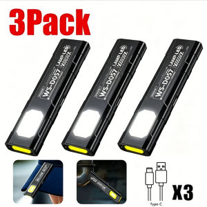 600LM LED COB Flashlight Type C Rechargeable Mini Torch Pocket Lantern Flood Work Light With Magnet For Emergency Camping Repair