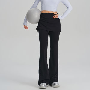 BUMILA | Plus Size High Waist Lifting Pants for Tall Women Fake Two-piece Flared Leg Yoga Pants Skirt Combo