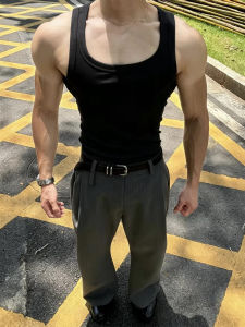 ZHUOCAN | Black Ribbed Fitted Breathable Vest For Fitness