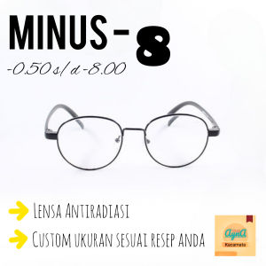 Kacamata Minus Tinggi sesuai resep anda ukuran -8 -7 -6 -5 -4 -3 -2 -1 bentuk model oval bingkai besi tangkai rangka plastik untuk pria dan wanita dewasa kekinian Korean style rabun jarak jauh frame kecil tipis anti radiasi keren bagus murah gratis ongkir