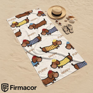 Beast Kingdom | Cute Cartoon Dachshund Cartoon Anime Beach Towel Microfiber Quick Dry Super Absorbent Soft Bath Towel for Kids Adults Travel