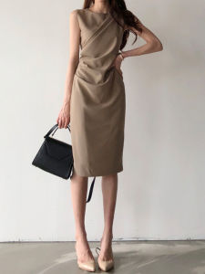 PIAOYA | Slim Fit Pencil Dress Sleeveless Womens Summer Office Wear Mid-Length